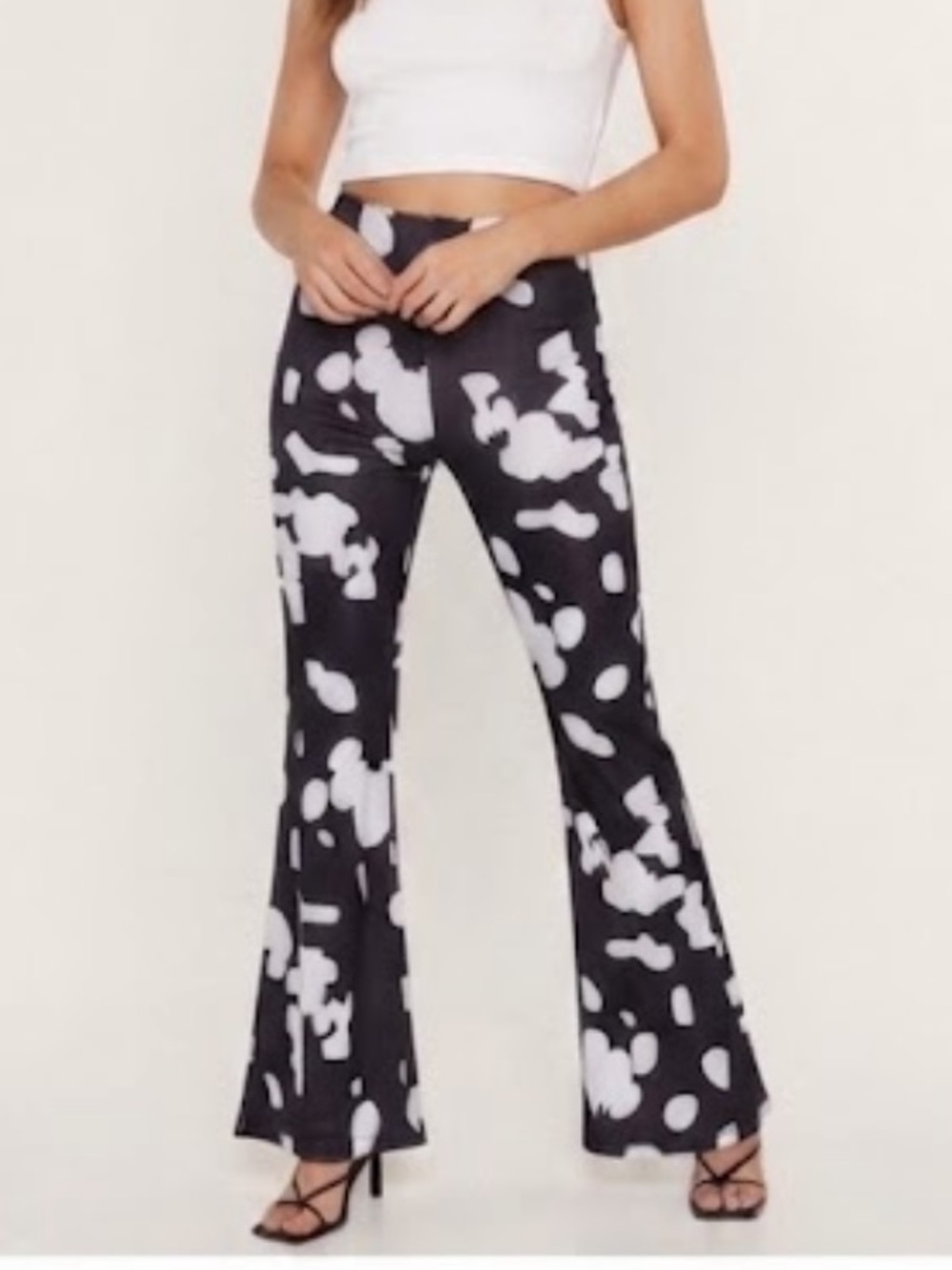 NASTY GAL Pants High Rise Flare Stretchy Abstract Size 4